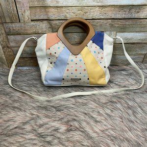 Relic Handbag Wooden Handles With Cross Body Strap